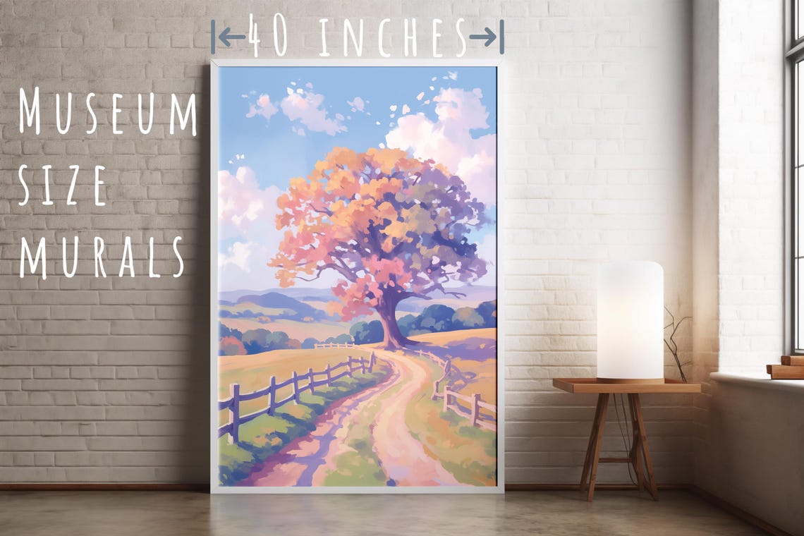 Charming Landscape Tree Art Footpath Fence Print Watercolor Rustic Tree Decor Peaceful Footpath Art Wall Art Prints - Image 5