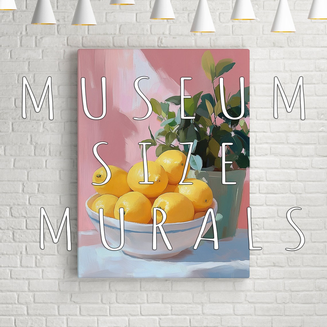 Bright Yellow Lemons In White Bowl Beside Potted Lemon Plant Print - Image 3