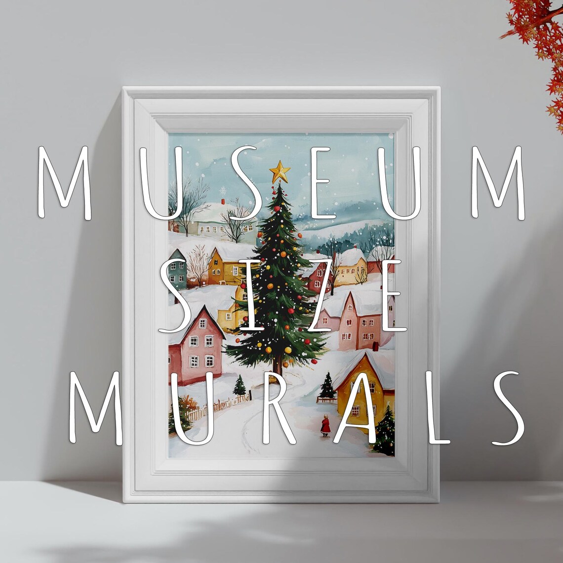 Snowy Christmas Village With Giant Tree And Colorful Houses Poster - Image 3