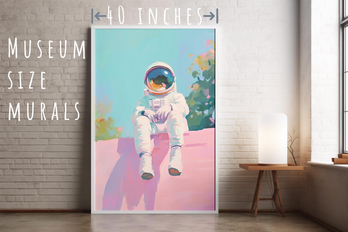 Astronaut On A Wall Art Space Themed Art Astronaut Watercolor Astronaut Art Print Pastel Space Decor Cute Astronaut Gift Space Prints - Image 5