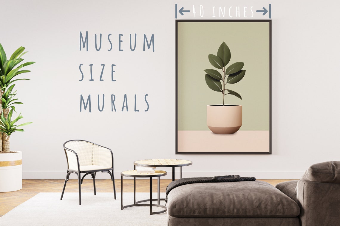 Minimalist Leafy Plant Beige Pot Olive Green Modern Wall Art Print - Image 5