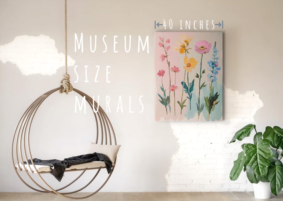 Pastel Wildflowers Pink Yellow Blue Blossoms Spring Floral Art Poster - Image 5