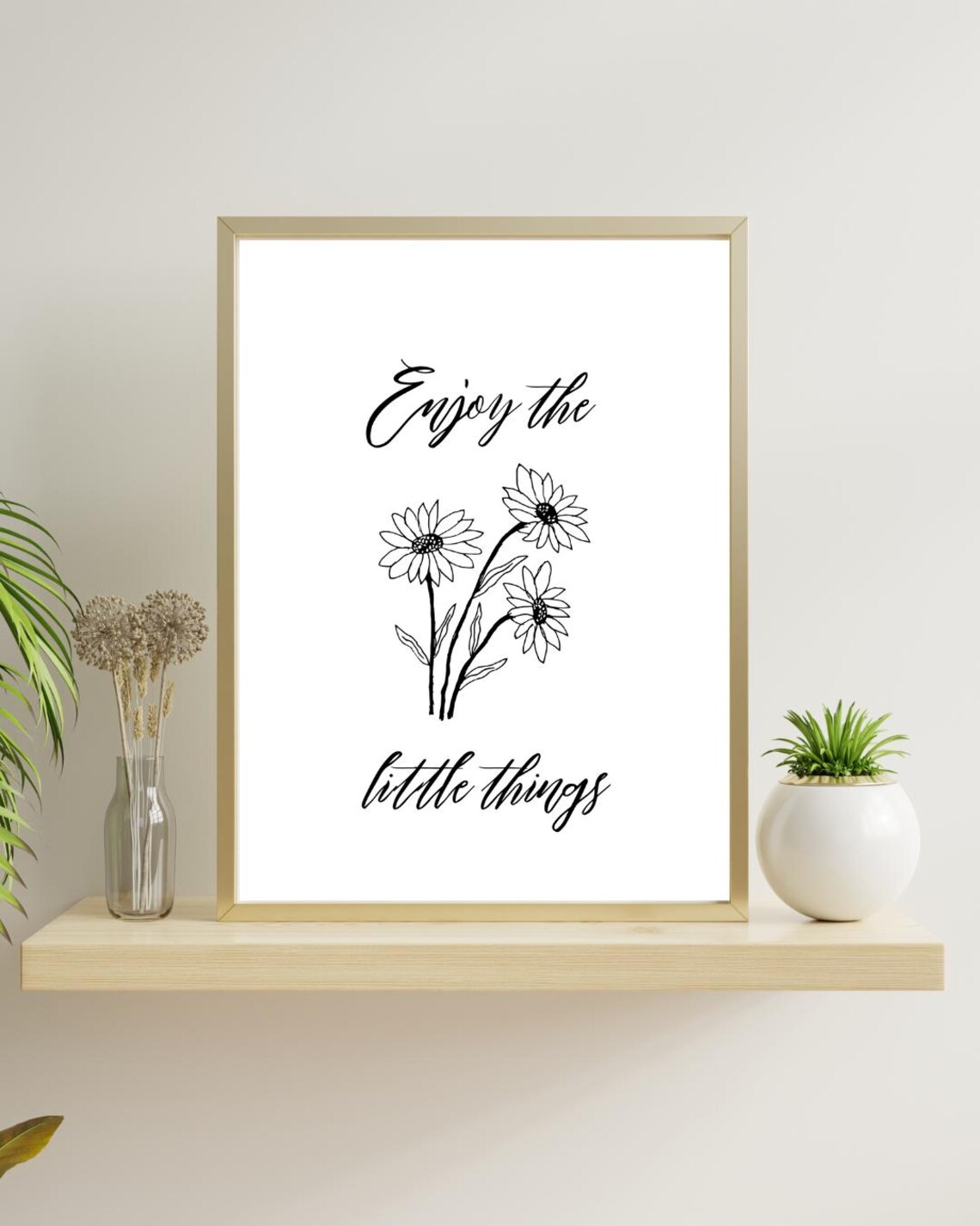 Enjoy the Little Things Daisy Line Art Handwritten Script Quote Poster - Image 3
