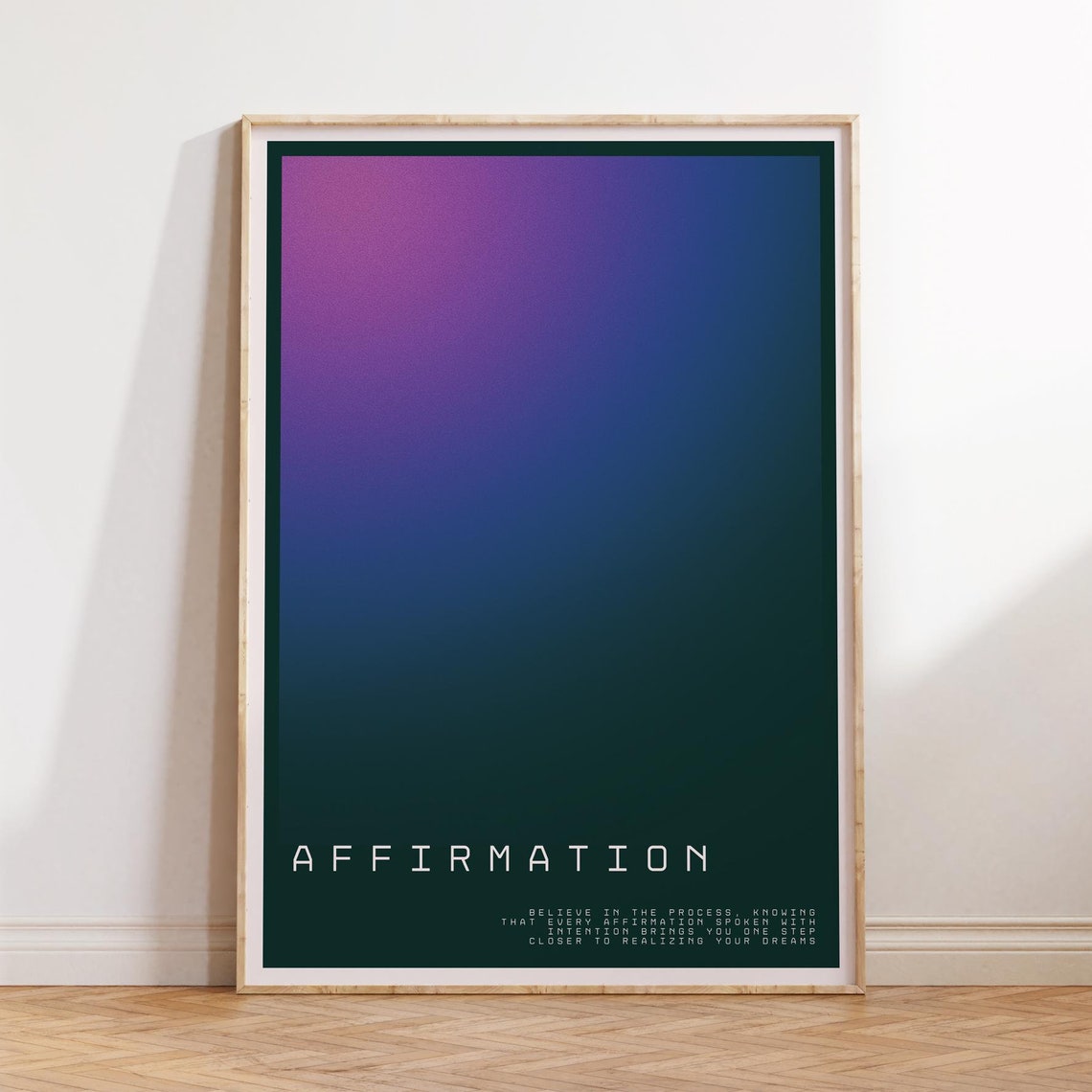 Affirmation Purple Aura Gradient Believe Mindful Quote Poster