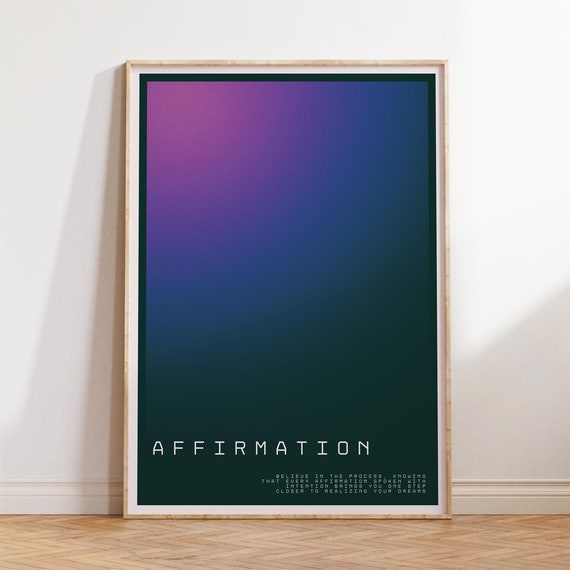 Affirmation Retro Gradient Poster Aura Law Of Attraction Print Yoga Daily Affirmations Angel Number Dark Background Wall Decor
