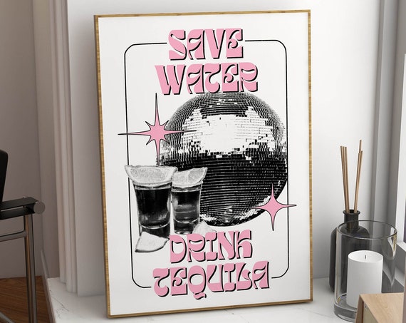 Retro Disco Ball Decor Funky Wall Art Bar Cart Decor Preppy Aesthetic Poster Disco Print Out Posters Aesthetic Room Decor Bar Cart Art