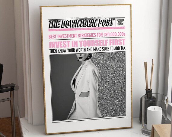 Newspaper Poster Retro Wall Art Aesthetic Poster Inspirational Quote Feminist Wall Art Cute Apartment Decor Preppy Wall Art Dorm Decor