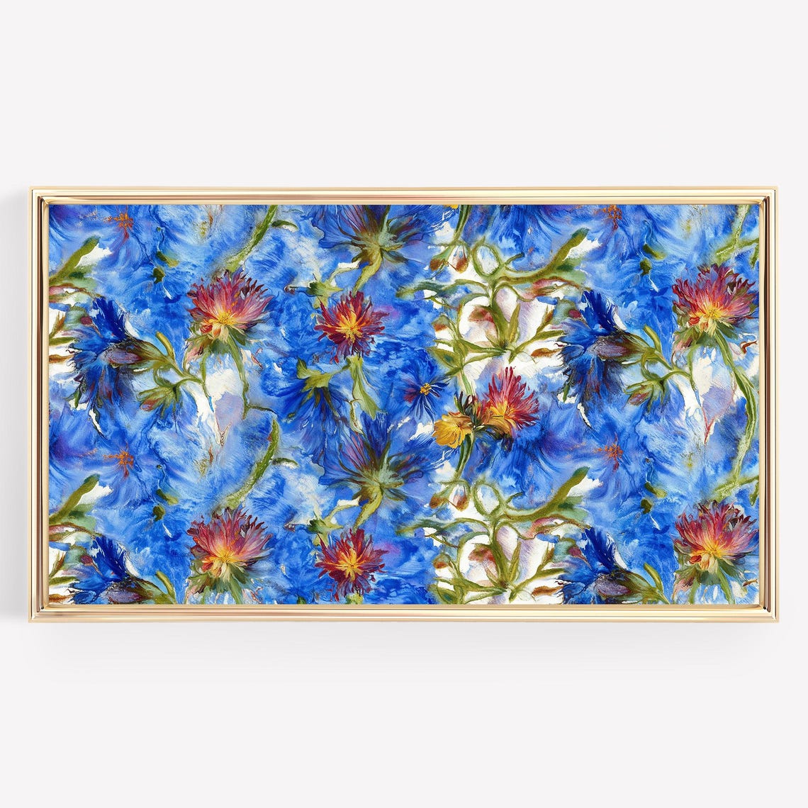 Abstract Blue Floral Watercolor Bold Modern Botanical Art Poster - Image 4