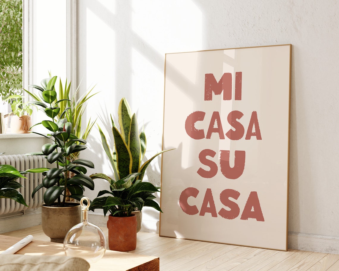 Mi Casa Su Casa Spanish Quote Terracotta Maximalist Welcome Poster - Image 3