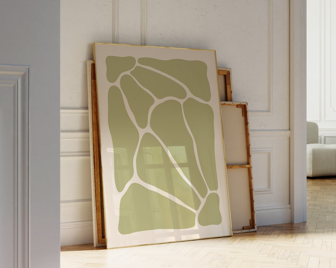 Sage Green Organic Abstract Pattern Minimal Botanical Art Poster - Image 3