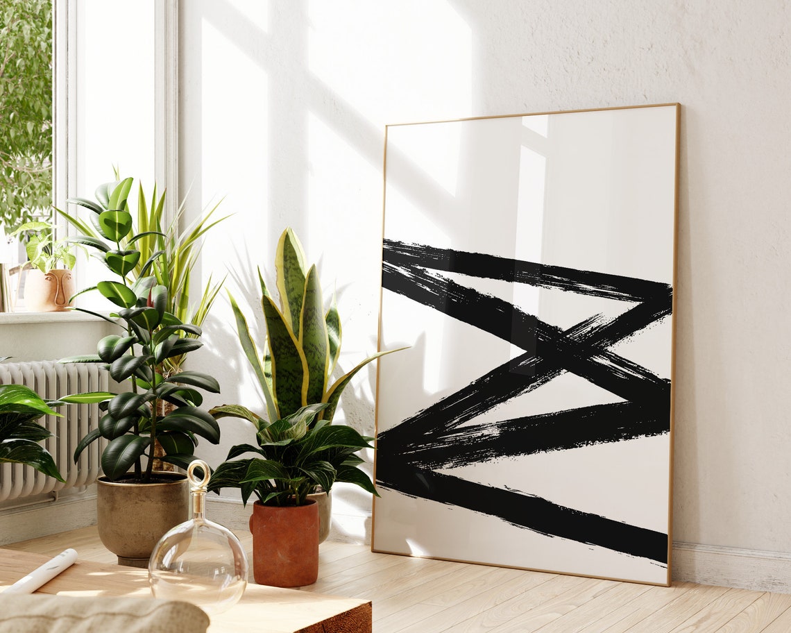 Black Bold Brushstroke Abstract Minimal Modern Monochrome Art Poster - Image 3