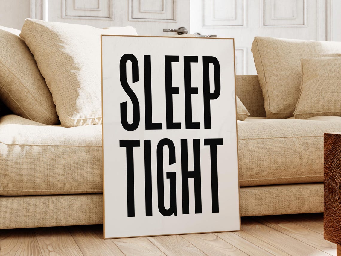 Sleep Tight Black Bedroom Quote Bold Modern Cozy Decor Poster