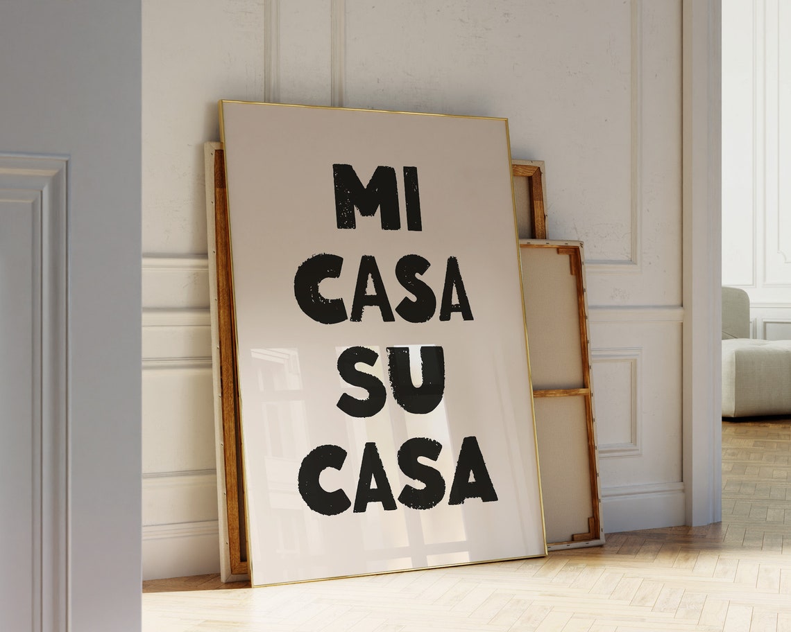 Mi Casa Su Casa Black Spanish Quote Bold Modern Entryway Art Poster