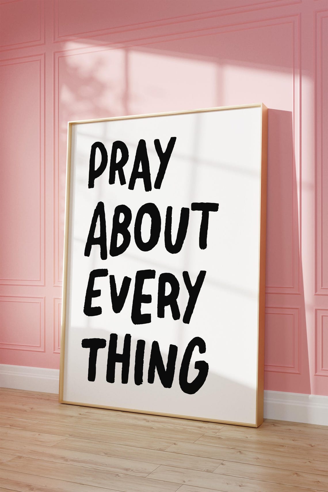 Pray About Everything Black Hand Lettered Christian Quote Poster - Image 2