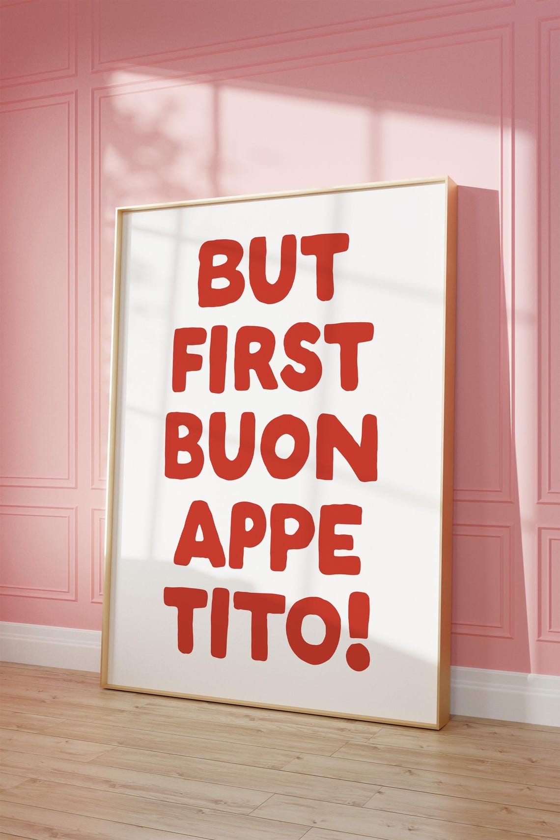 But First Buon Appetito Red Italian Kitchen Wall Quote Poster - Image 2