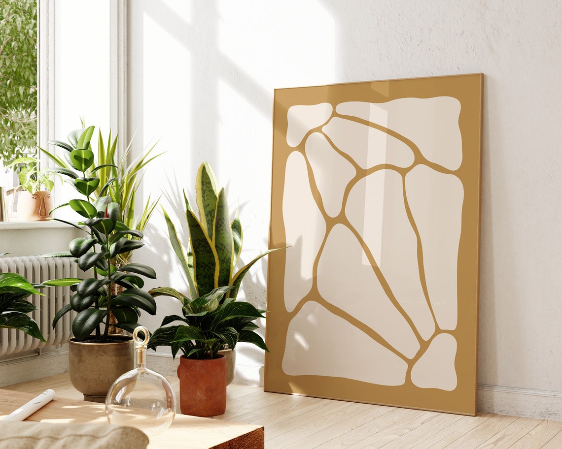 Mustard Organic Abstract Stone Pattern Neutral Minimal Art Poster - Image 2