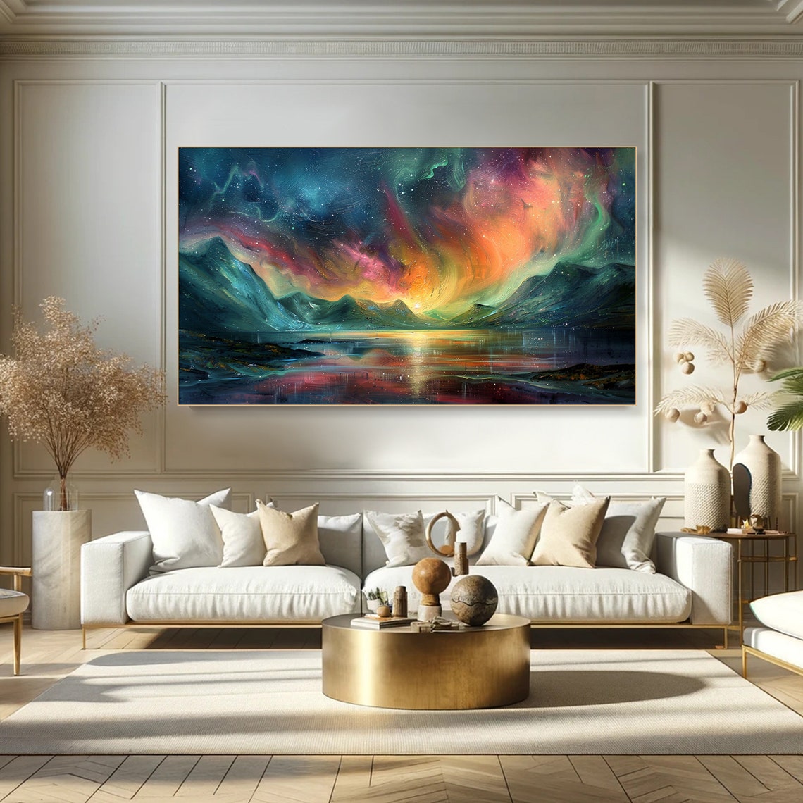 Aurora Borealis Colorful Night Sky Mountain Lake Reflection Poster - Image 6