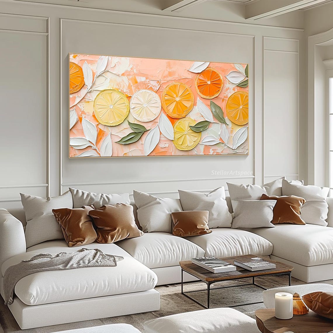 Citrus Fruit Slices Orange Lemon Impasto Still Life Kitchen Art Poster - Image 6