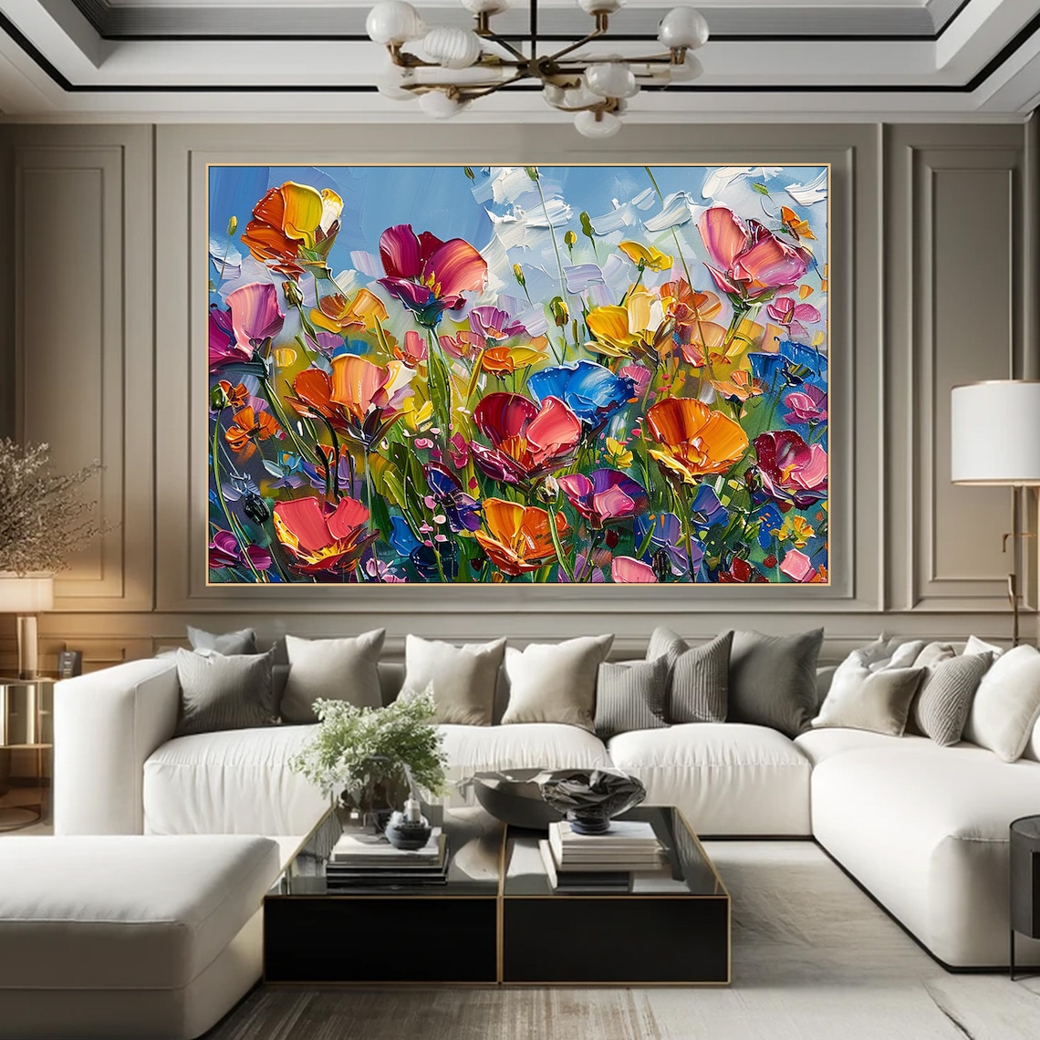 Colorful Meadow Floral Art Print, Vibrant Impasto - Image 6