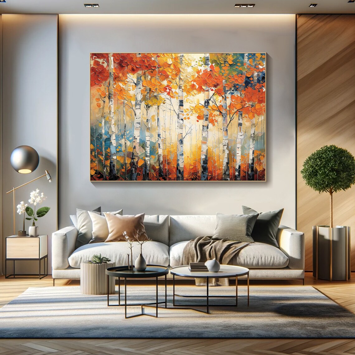 Autumn Birch Trees Wall Art Print, Textured Fall Forest - Image 4