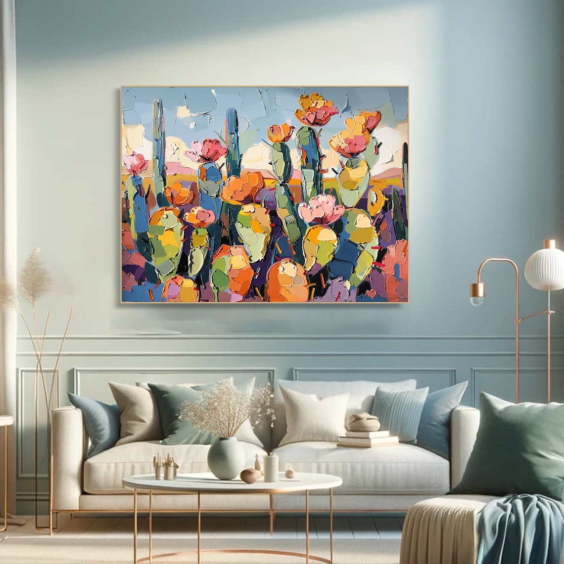 Abstract Cactus Flower Painting, Modern Wall Art Print - Image 3