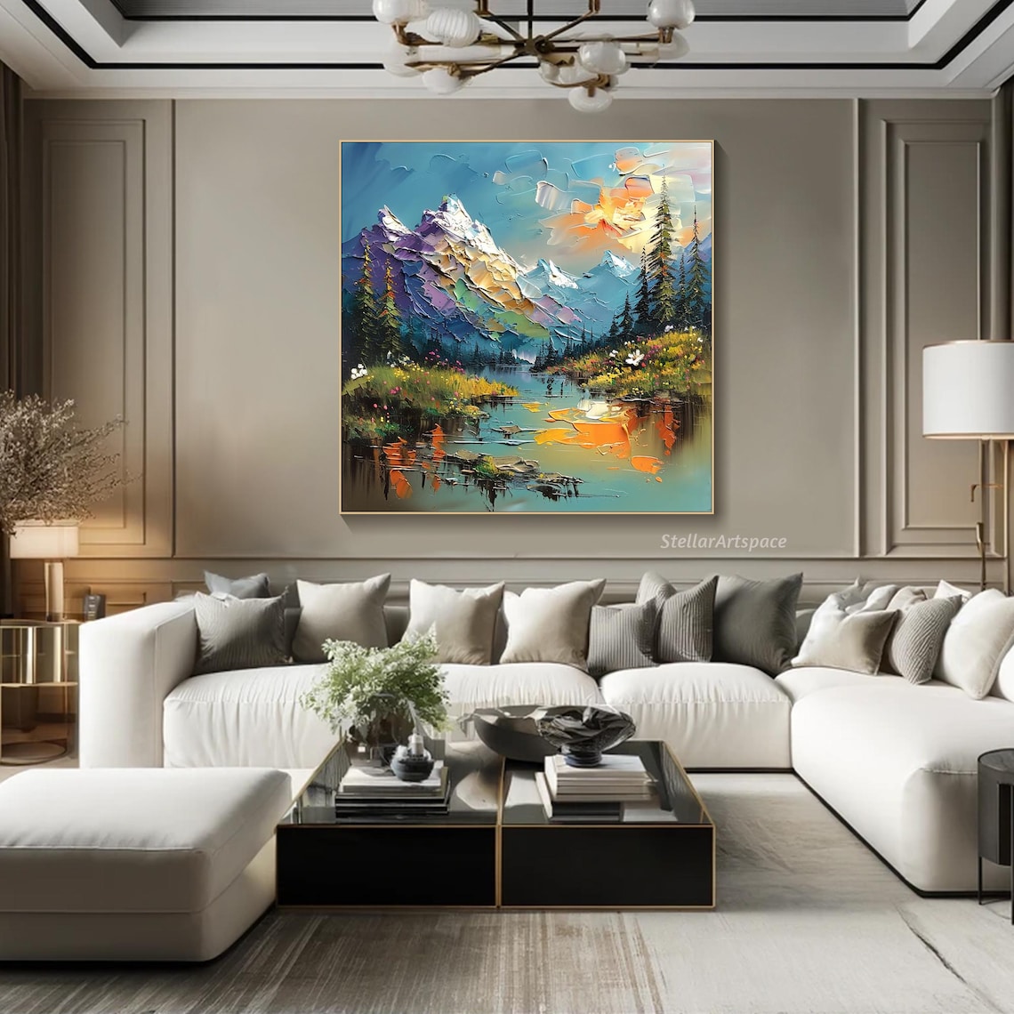 Abstract Mountain Landscape Oil Painting Art Print - Image 5