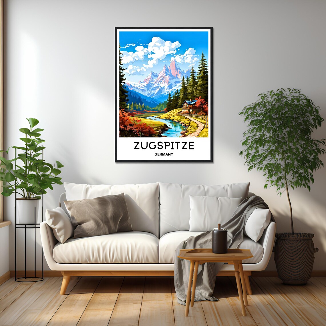 Zugspitze Germany Autumn Alpine Peak Cozy Cabin Scene Poster - Image 2
