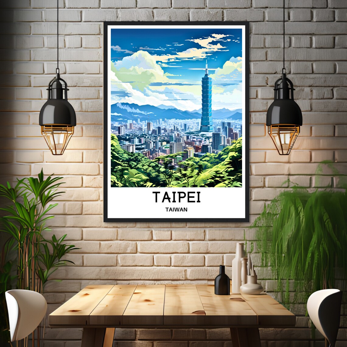 Taipei Travel Print Taipei Poster Asian Art Print Taiwan Lover Gift Wall Hanging Art Home Office Room Decor Taipei City Illustration - Image 3