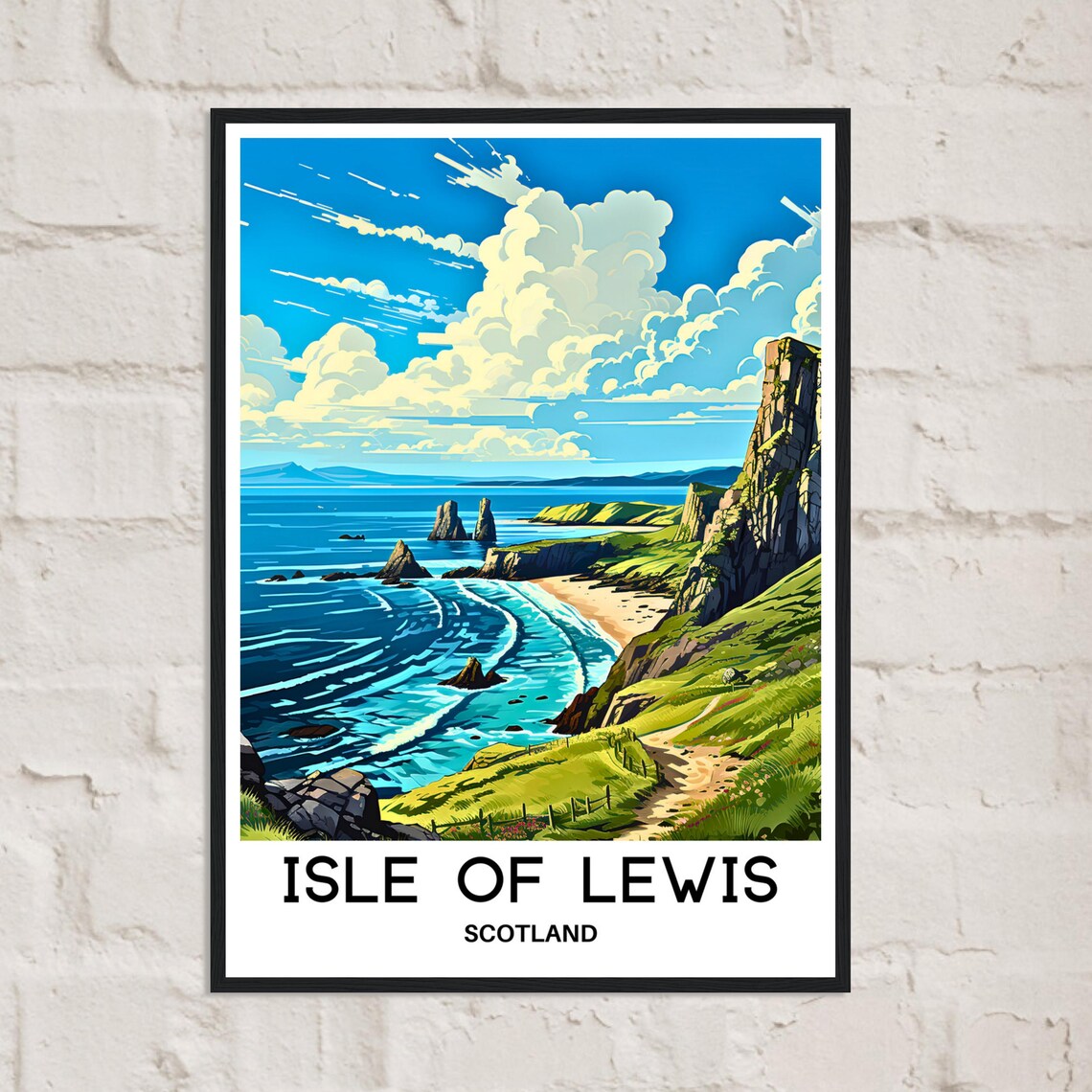 Isle of Lewis Rugged Sea Cliffs Coast Scotland Travel Poster - Image 2