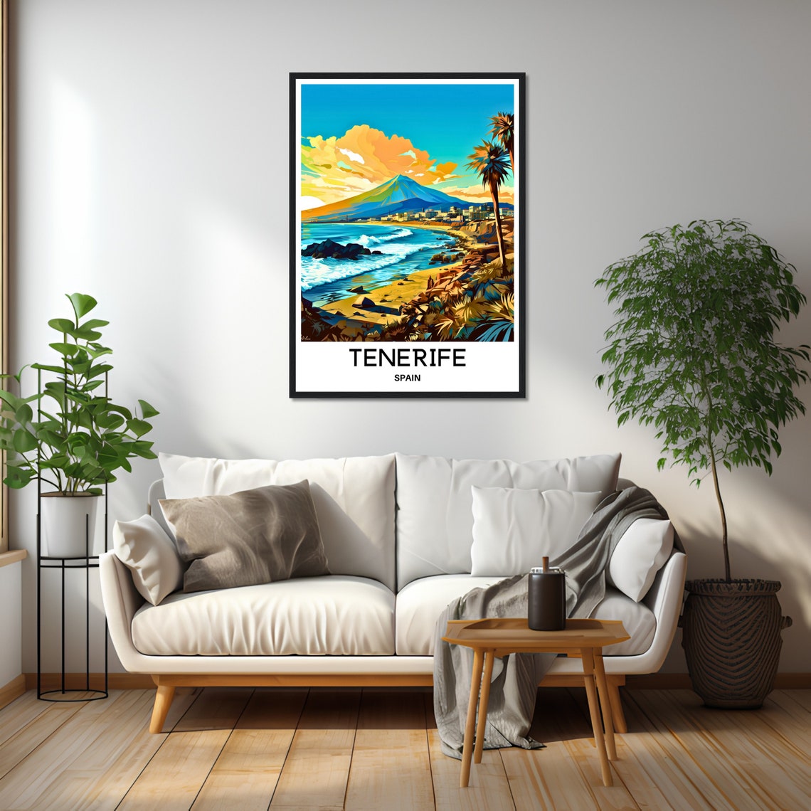 Tenerife Spain Beach and Mount Teide Volcano Coastline Travel Poster - Image 3