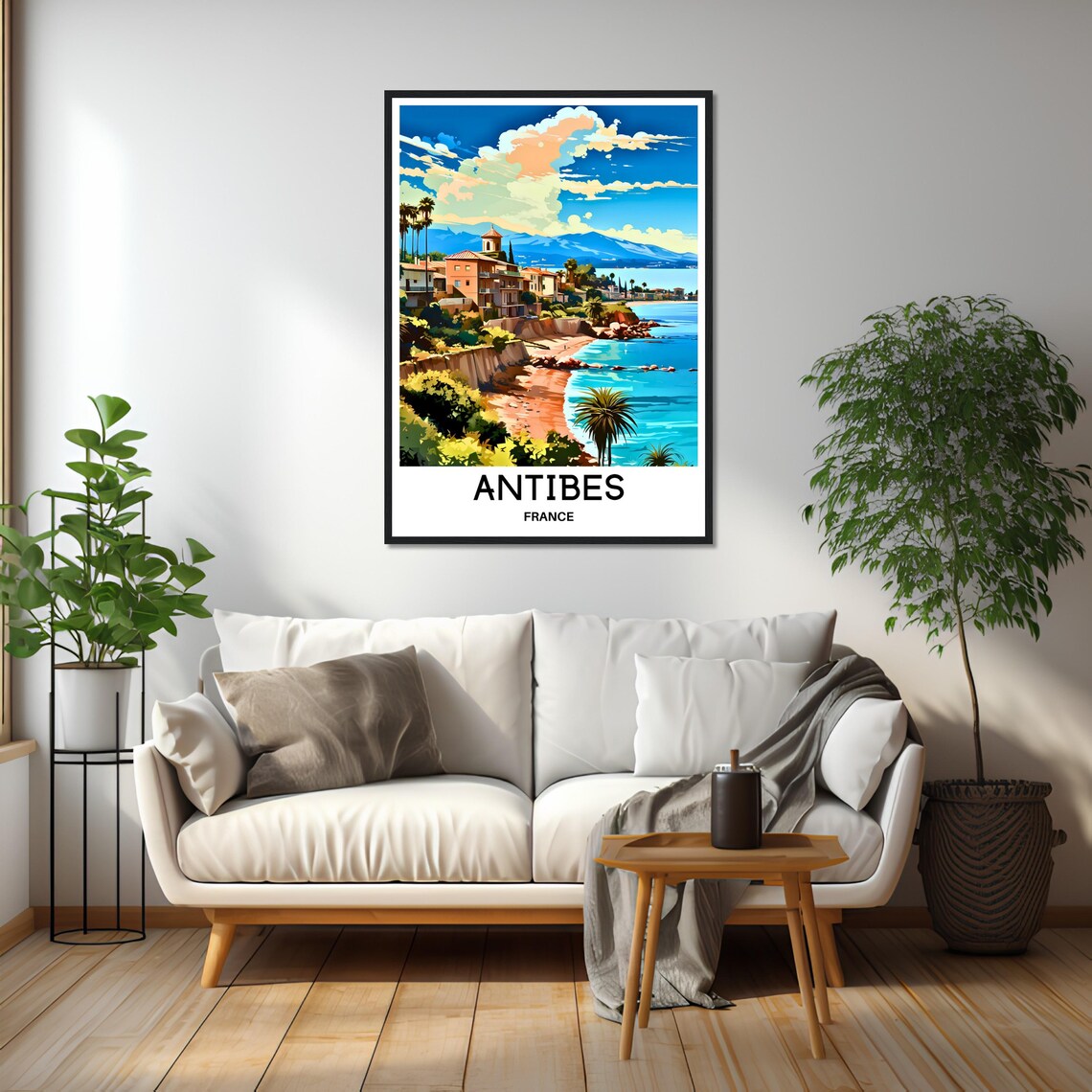 Antibes France Colorful Riviera Beach Coast Illustration Poster - Image 2