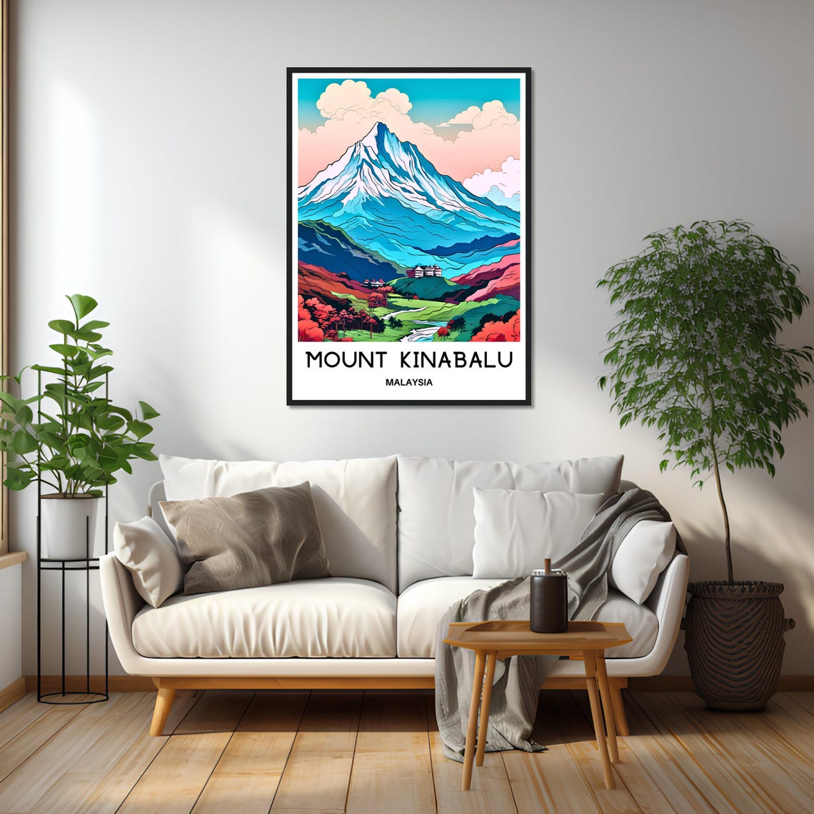 Mount Kinabalu Malaysia Daytime Blue Peaks Mountain View Poster - Image 2