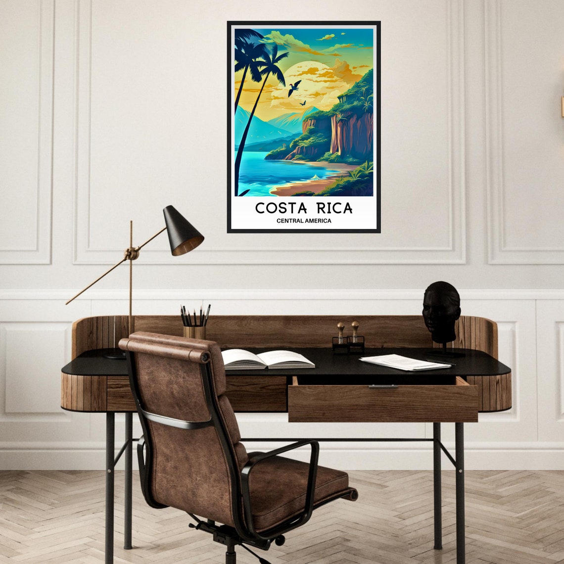 Costa Rica Central America Tropical Coast Sunset Travel Poster - Image 2