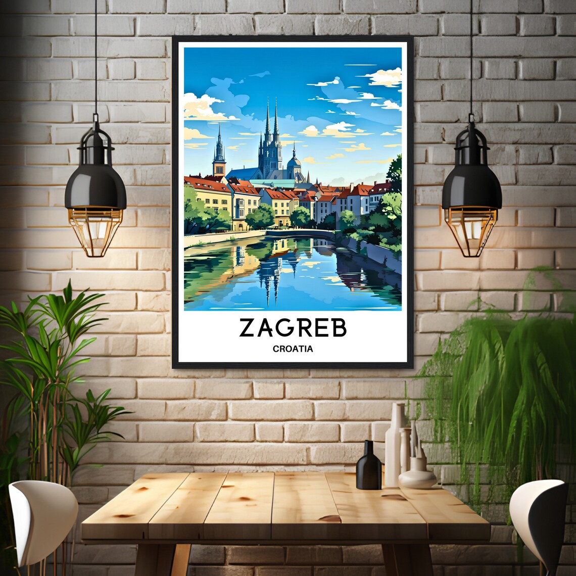 Zagreb Croatia Cathedral River Scenic Old Town Travel Poster - Image 3