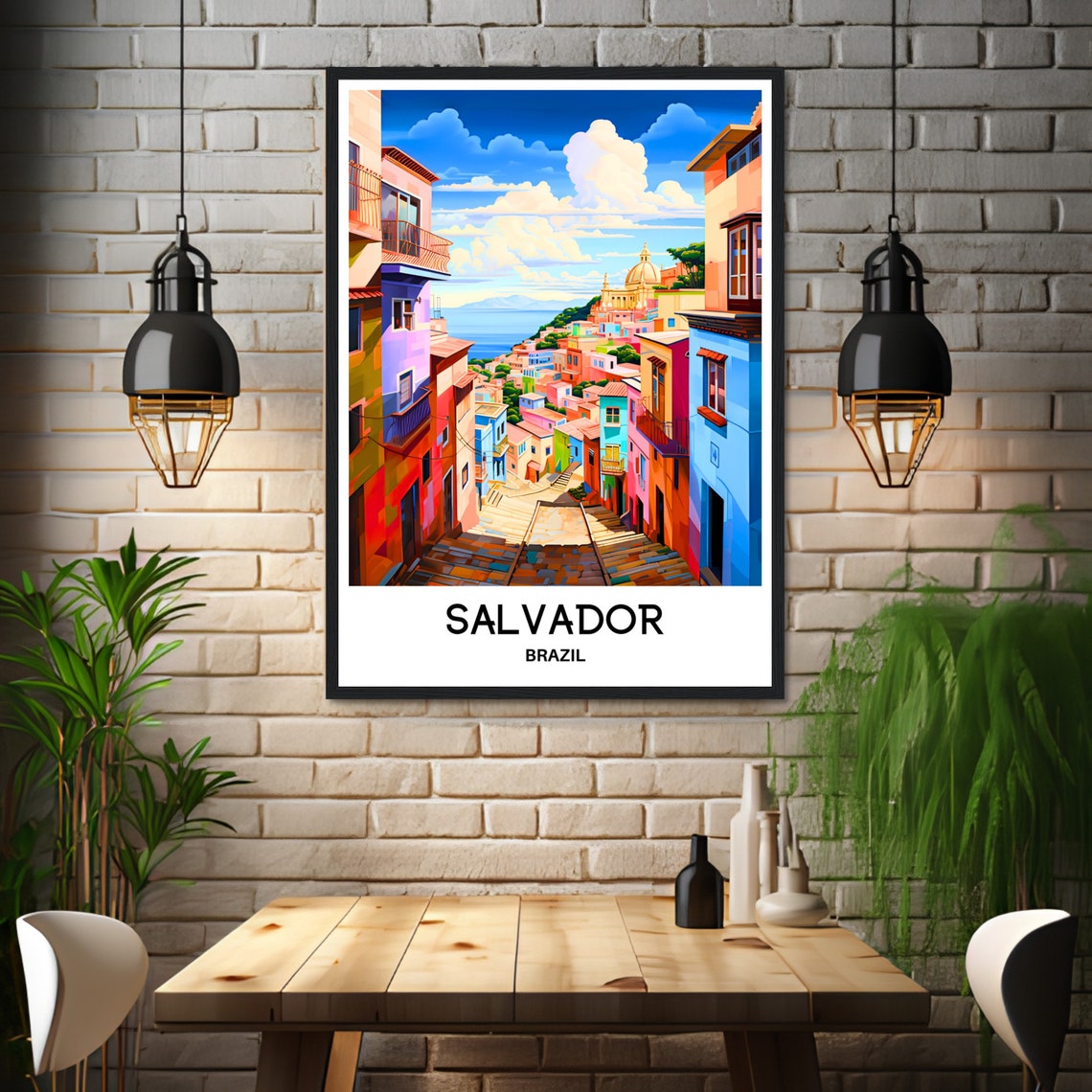 Salvador Travel Print Salvador Poster Brazilian Art Print Brazil Lover Gift Wall Hanging Art Home Office Decor Salvador Illustration - Image 3
