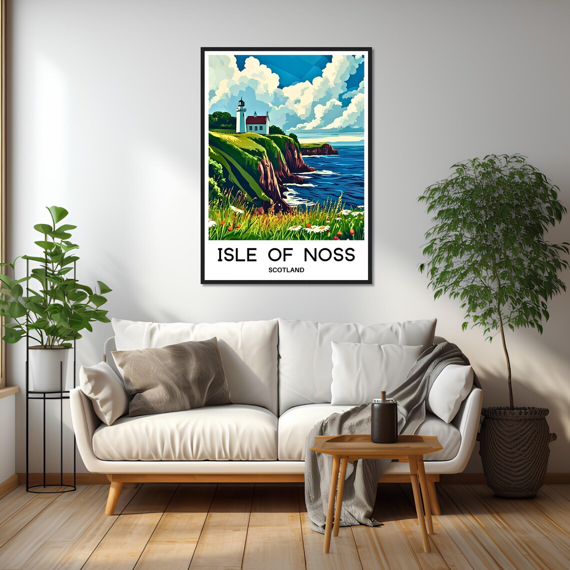 Isle Of Noss Scotland Lighthouse Green Cliffs Seabirds Travel Poster - Image 2