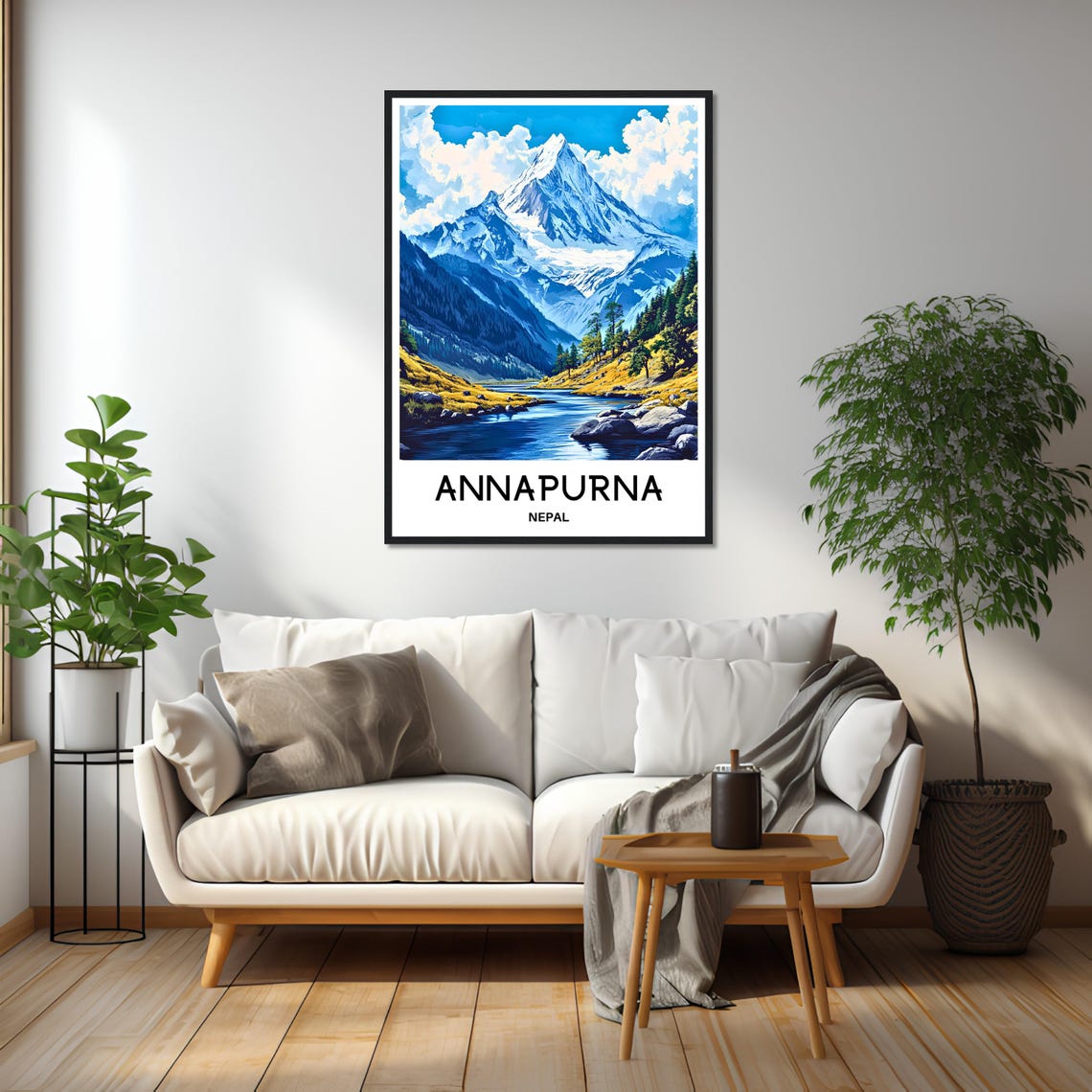 Annapurna Nepal Himalayas Poster with Snow Peak and River Valley - Image 2