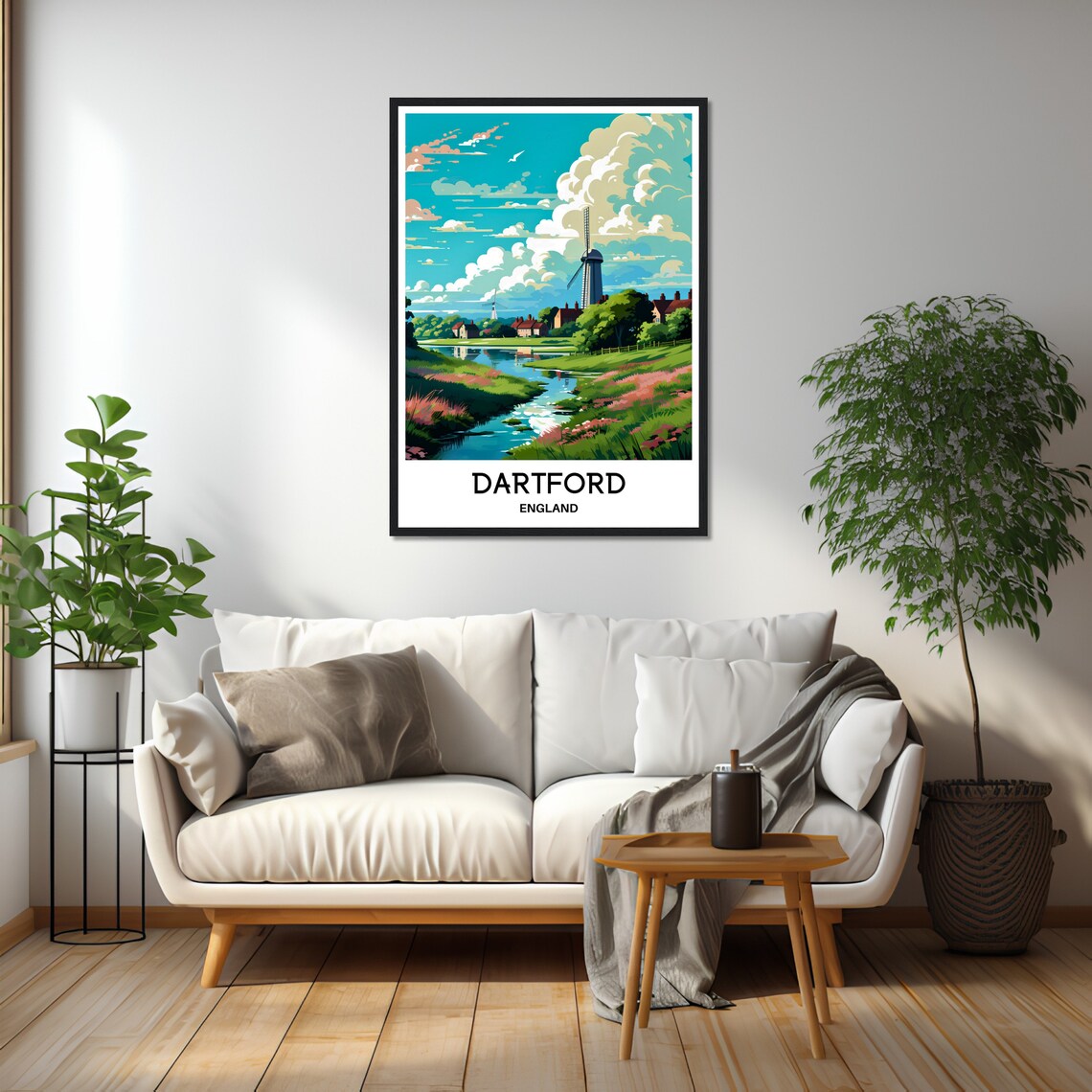 Dartford England Windmill River Green Countryside Travel Poster - Image 2