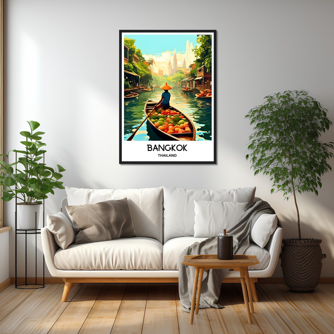 Bangkok Floating Market Scene Thailand Colorful Travel Poster - Image 2