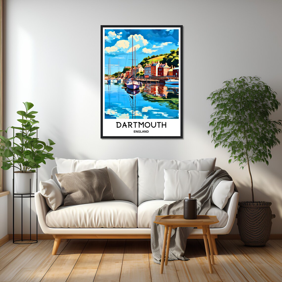 Dartmouth England River Harbor Sailboats Reflections Travel Poster - Image 3