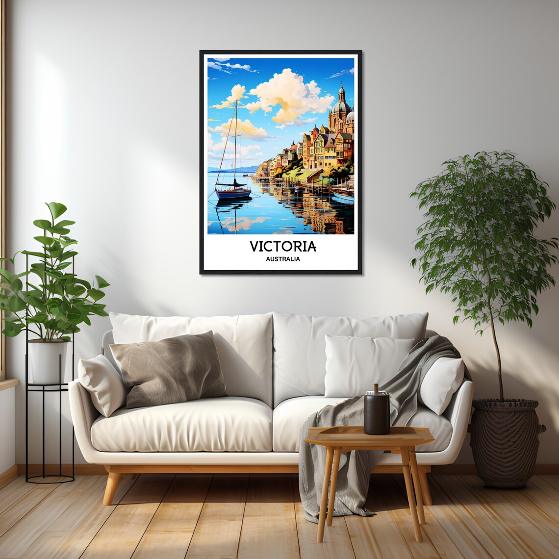 Victoria Australia Harbour Sailboats Waterfront Scene Travel Poster - Image 2