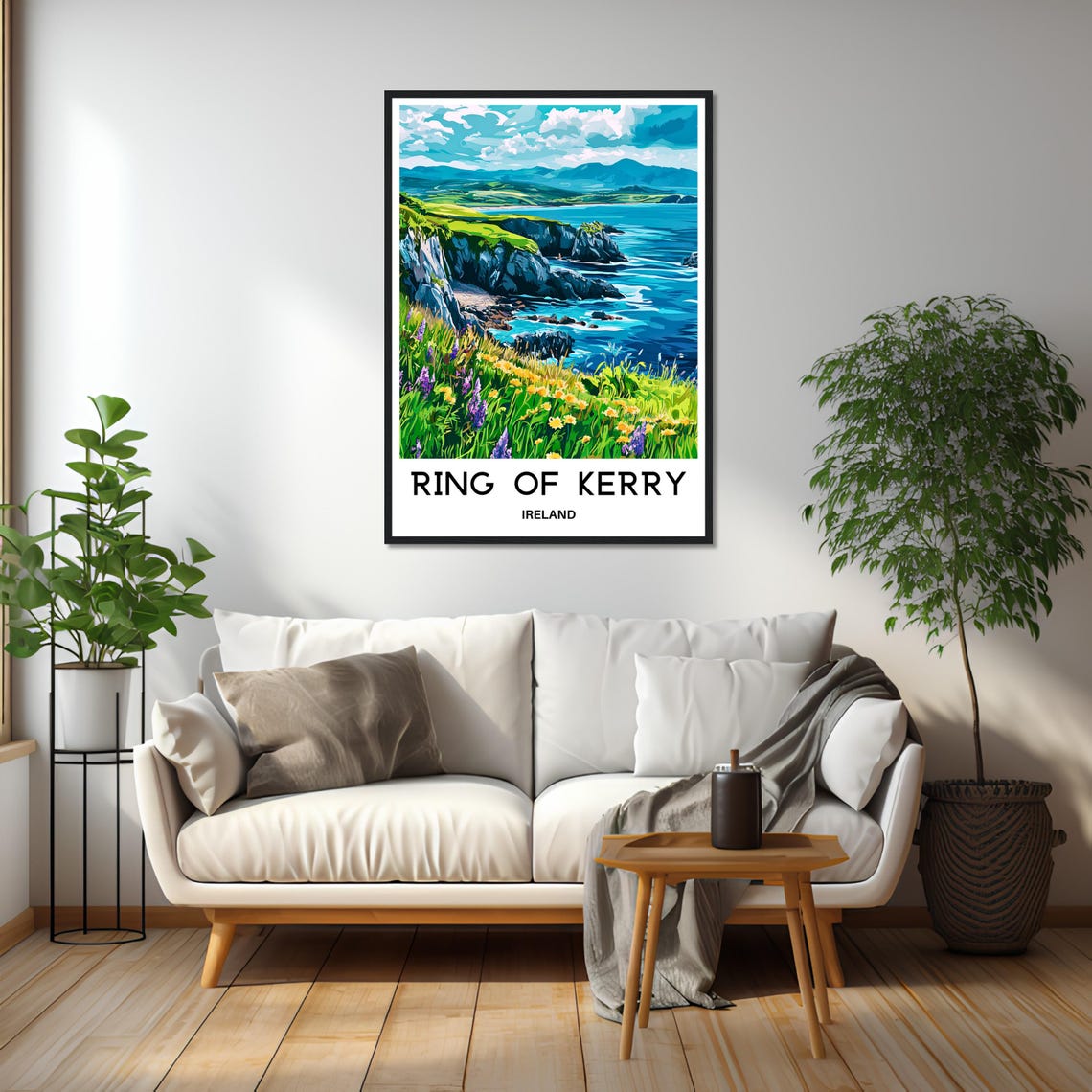 Ring Of Kerry Ireland Wildflowers And Cliffs Coastline Poster - Image 2