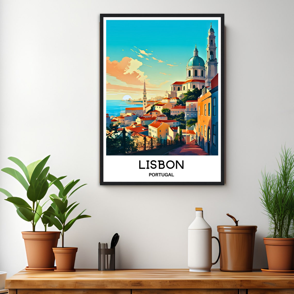 Lisbon Travel Print Lisbon Poster Portuguese Art Print Portugal Lover Gift Wall Hanging Art Home Decor Lisbon City Illustration - Image 3