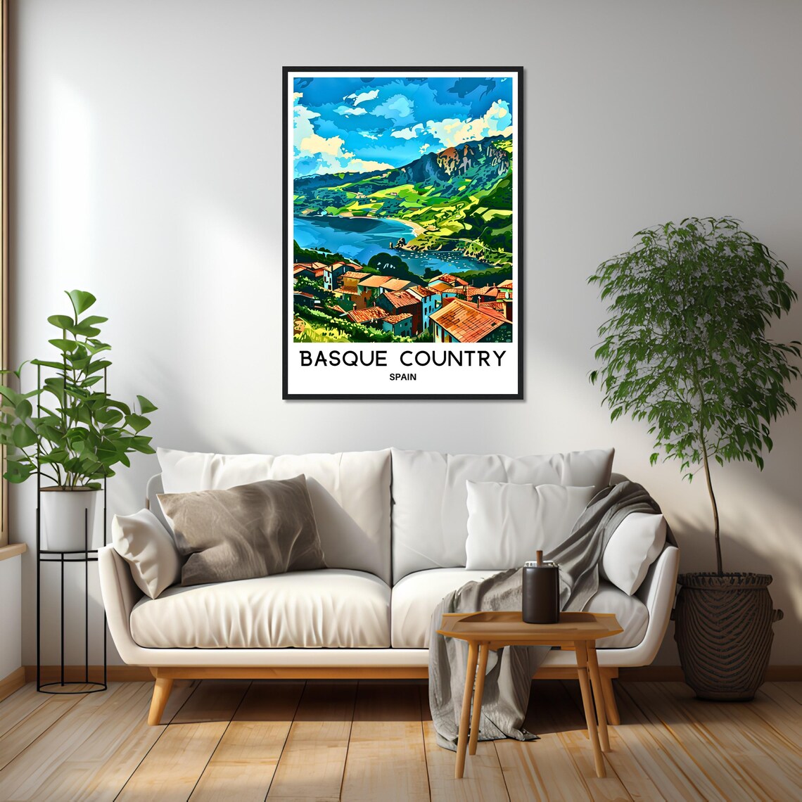 Basque Country Spain Seaside Village Bay Among Green Hills Poster - Image 2