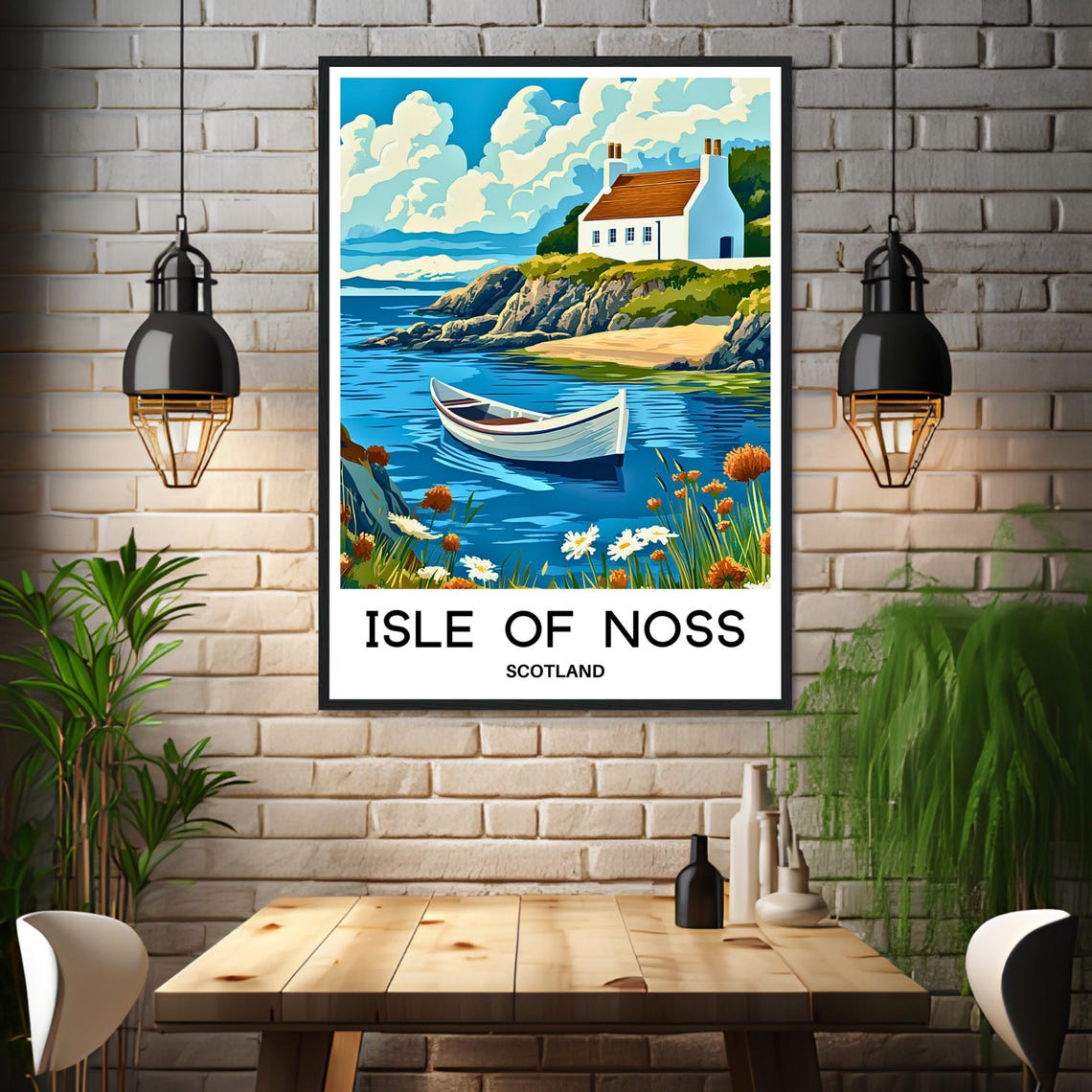 Isle Of Noss Travel Print Isle Of Noss Poster Scottish Art Print Scotland Lover Gift Wall Hanging Isle Of Noss Illustration Home Decor - Image 3