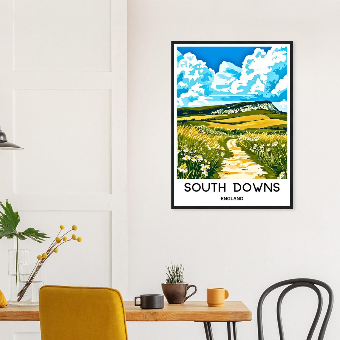 South Downs England Chalk Hills Wildflower Path Travel Poster - Image 3
