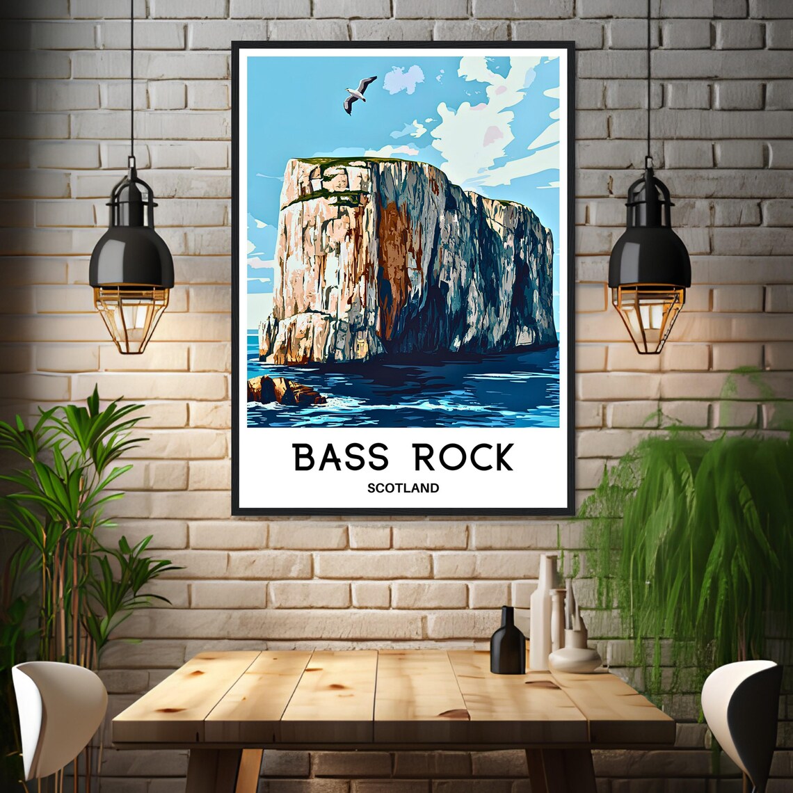 Bass Rock Scotland Dramatic Sea Cliff Seabirds Travel Poster - Image 3