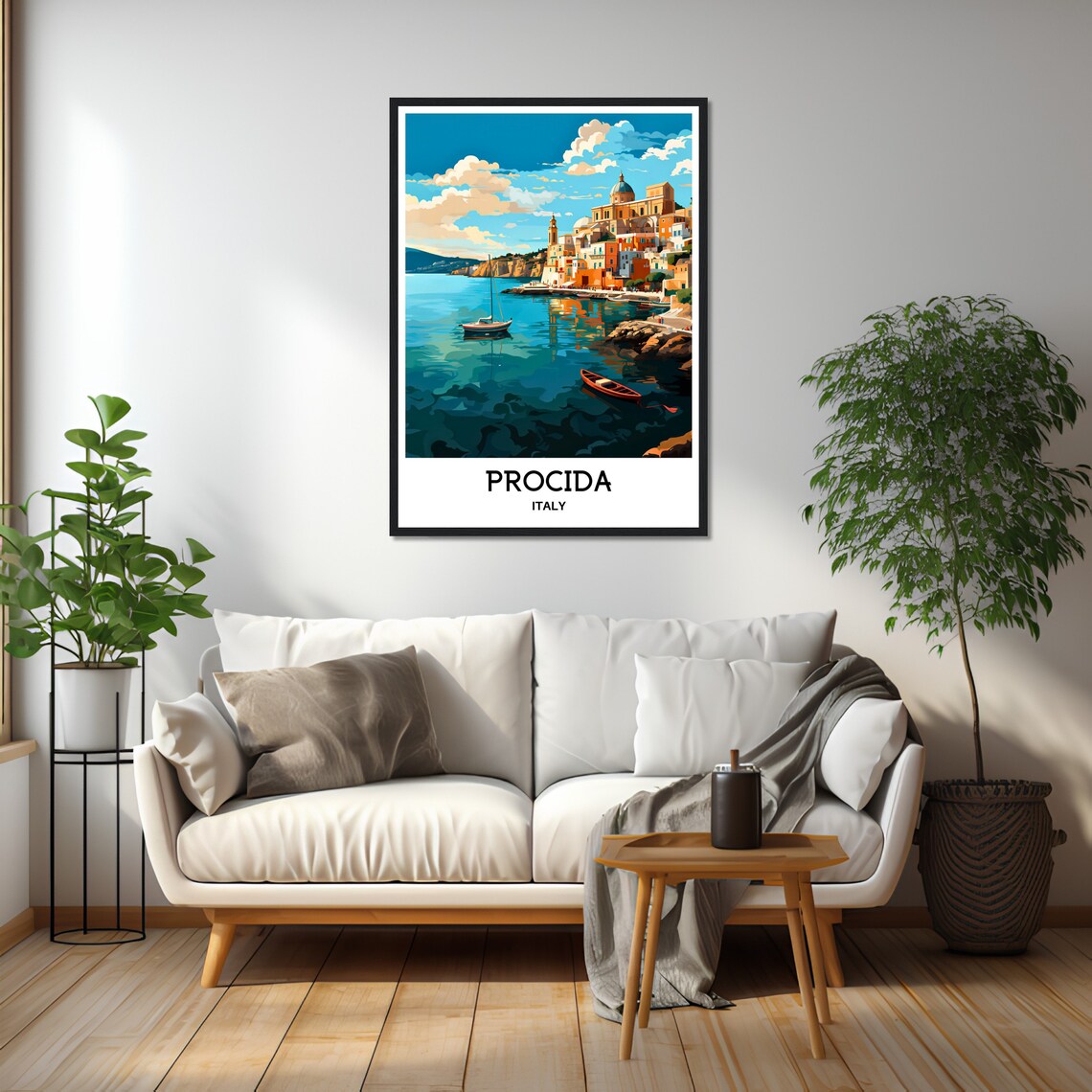 Procida Italy Colorful Harbor Town Church Dome Boats Travel Poster - Image 2