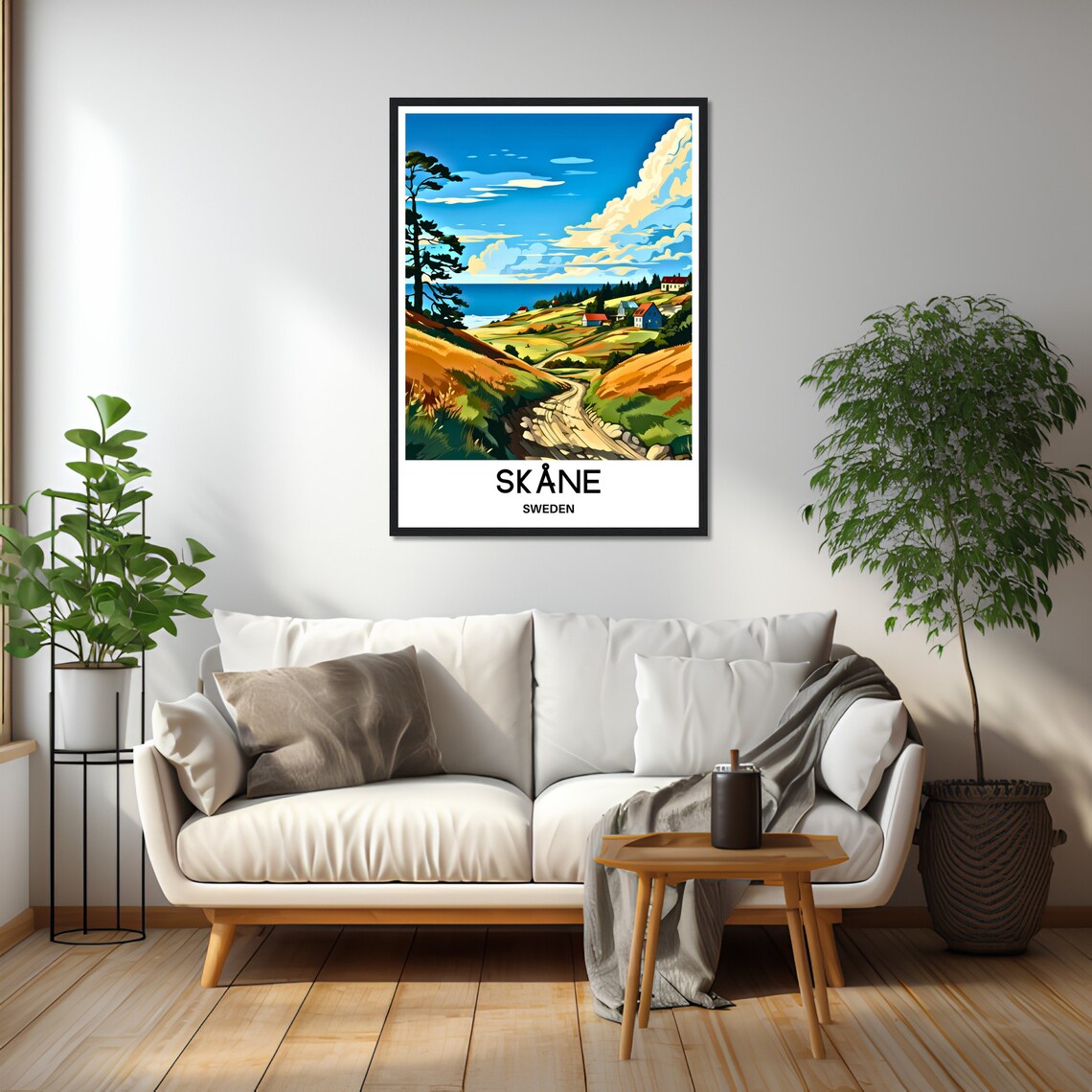 Skane Sweden Rolling Hills Countryside Sunny Coastline Travel Poster - Image 2