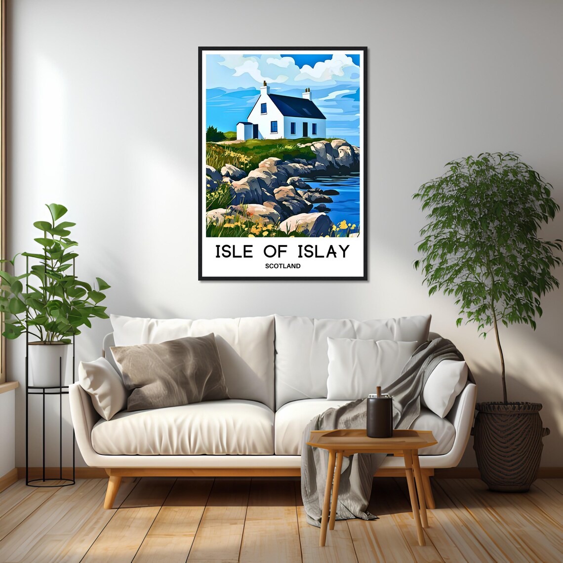 Isle of Islay Scotland White Cottage Coast Vintage Travel Art Poster - Image 2